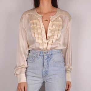 Escada Vintage Silk Blouse Shirt Button Up made in Germany size 34 Designer